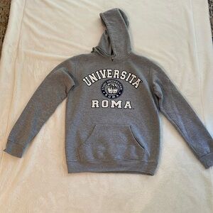 Universita Roma gray hooded sweatshirt size large